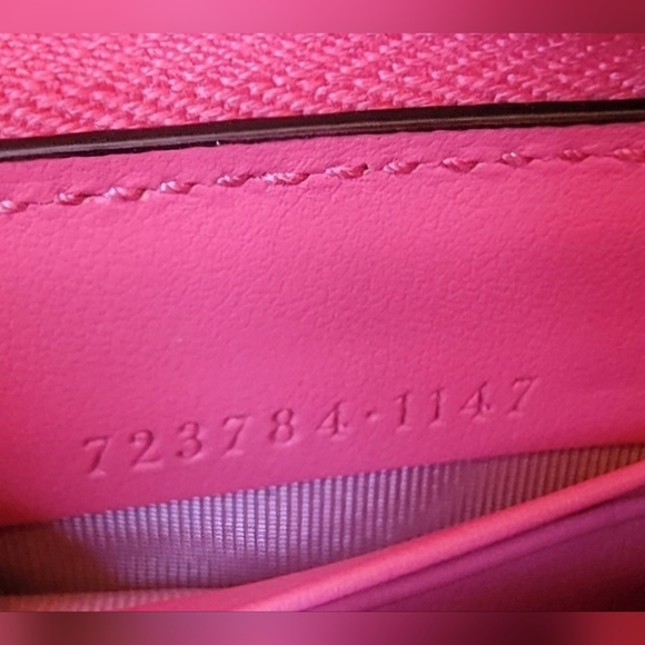 NIB AUTHENTIC GUCCI OPHIDIA PINK MONOGRAM QUILTED LEATHER ZIP AROUND WALLET - Picture 12 of 14